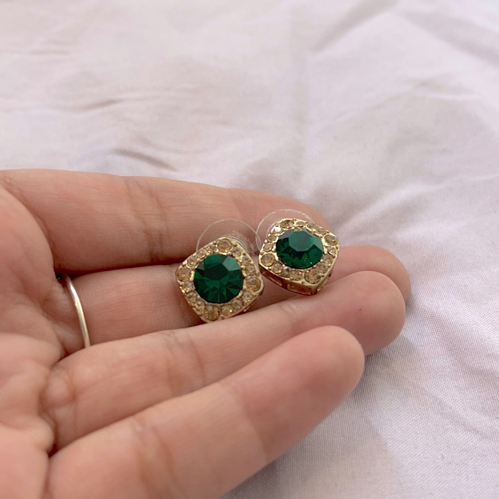 Green gem earrings